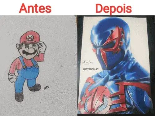 Antes de depois de aluno do curso de desenho Desenhando sem dom.