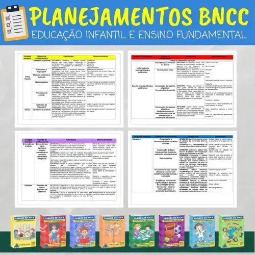 Planejamentos de aula para professores da educação infantil e ensino fundamental.