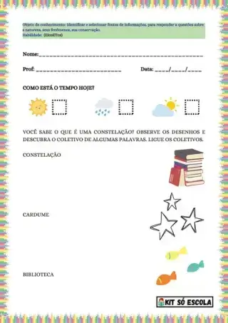 Folha editável Ciências da natureza.