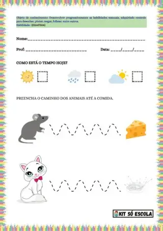 Atividade coordenação motora para crianças.