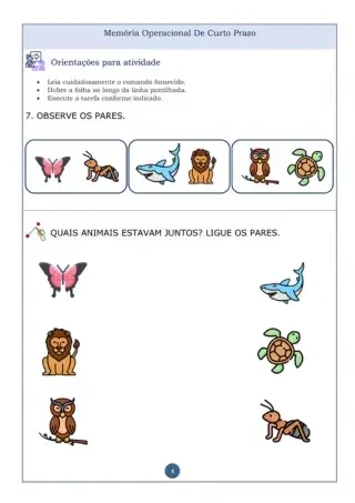 Folhas educativas memória operacional de curto prazo.