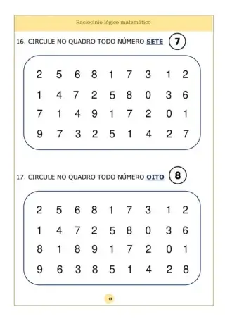 Atividades de discalculia para crianças com dificuldade em números e cálculos simples.