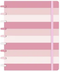 Caderno inteligente A5 Candy Listras na cor rosa com sistema de discos.