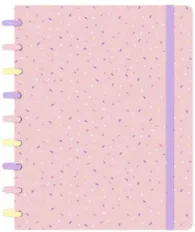 Caderno inteligente Colors Sweet Confete na cor rosa com capa flexível.
