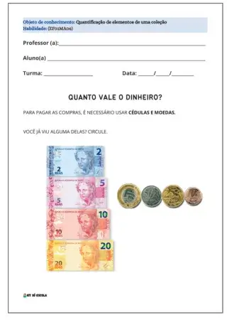 Exemplo de atividade de Matemática do 1º ano do Ensino Fundamental